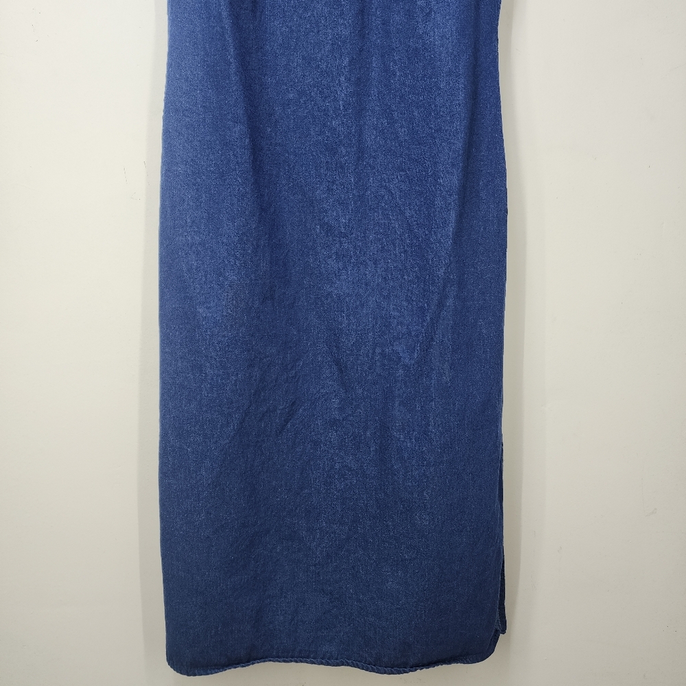 90's Vintage Talbots Chambray Sleeveless Midi Dre… - image 3